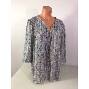 Rose & Olive Floral Blouse Peasant Top Womens 2X